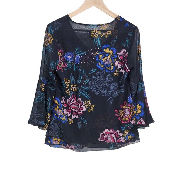 CAbi 3506 Olivia Blouse Top Women's Size XS Blue Floral - Picture 3 of 9